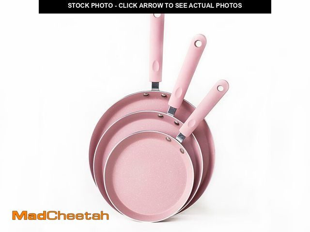 Lot 74-14210207 - JUSTUP Nonstick Frying Pan SetÃ¯Â¼Å3 Piece Pots and Pans Set NonstickÃ¯Â¼ÅPink Kitchen Cookware Se...