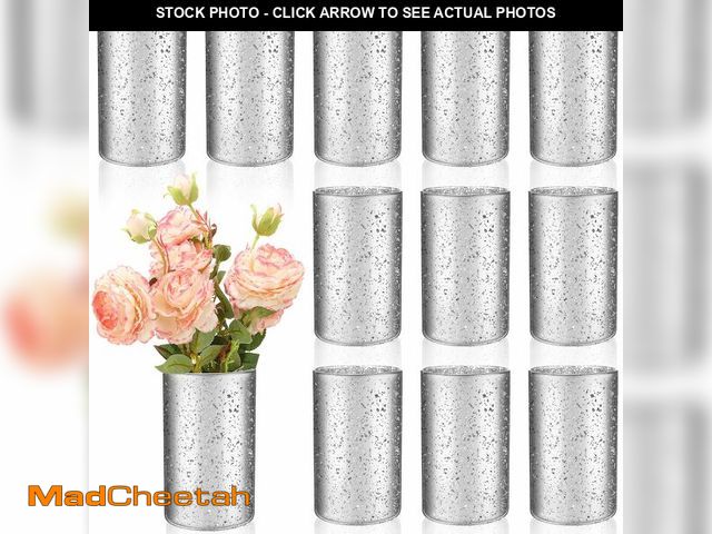 Lot 74-13563609 - 12 Pcs Bling Glass Vases for Flower Table Centerpieces 6 x 3.5 Inch Speckled Flowers Vase Votive Can...