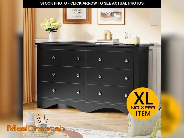 Lot 74-12679075 - Homall 6 Drawer Double Dresser Equipped with an Anti-Toppling Device, Modern Wood Chest of Drawer fo...