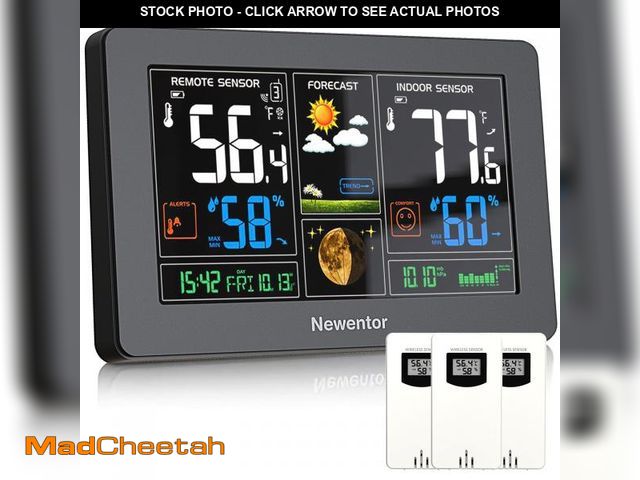 Lot 74-12118777 - Newentor Weather Station Wireless Indoor Outdoor Thermometer, Color Display Digital Weather Thermome...