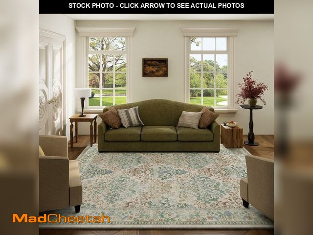 Lot 74-13584298 - Washable Area Rugs for Living Room: 5x7 Bedroom Rug Vintage Area Rug Stain Resistant Non Slip Low Pi...
