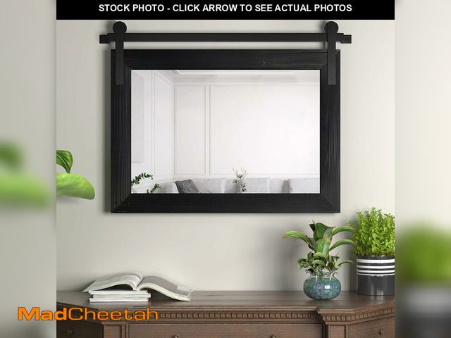 Lot 74-14598243 - COGOOD Farmhouse Bathroom Mirror - 41" x 30" Rustic Barn Door Mirror for Living Room, Entryway, Bedr...
