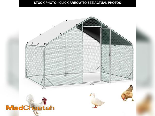 Lot 74-14609065 - Large Metal Chicken Coops, Outdoor Duck Walk-in Run Poultry Cage, Hen House Yard Habitat Cage with W...