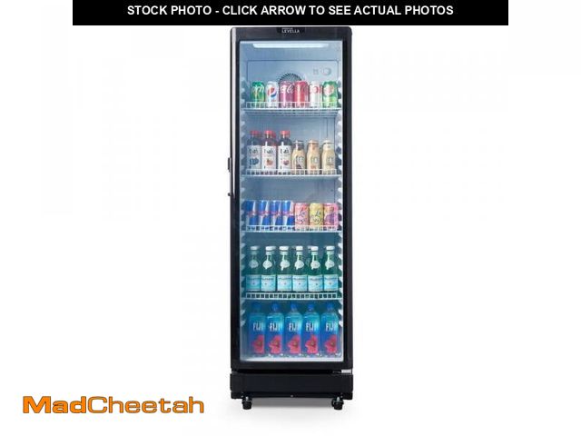 Lot 74-12055035 - Premium LEVELLA 8.5 cu. ft. Commercial Upright Display Refrigerator Glass Door Beverage Cooler in Bl...