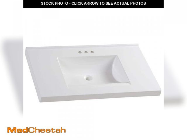 Lot 74-12463652 - Glacier Bay 37 in. W x 22 in. D Cultured Marble White Rectangular Single Sink Vanity Top in White - ...