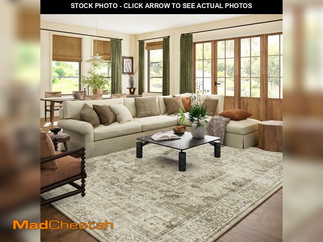 Lot 74-13584299 - Washable Area Rugs for Living Room: 8x10 Bedroom Area Rugs Boho Vintage Rugs Stain Resistant Non Sli...