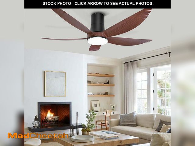 Lot 74-12669964 - Ohniyou 58 Inch Flush Mount Ceiling Fan with Light and Remote, Farmhouse Ceiling Fans Dimmable Quiet...