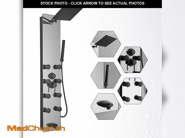 Lot 74-12615834 - BWE Stainless Steel Shower Panel Tower System,Multi-Function Tempered Glass Shower Panel,Rainfall Sh...