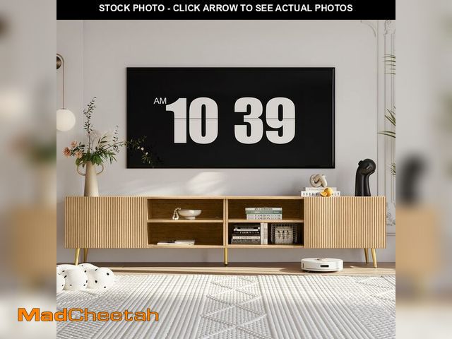 Lot 74-13673753 - KIMOLST Modern 86in TV Stand for Living Room, Fluted Design Entertainment Center with Adjustable She...