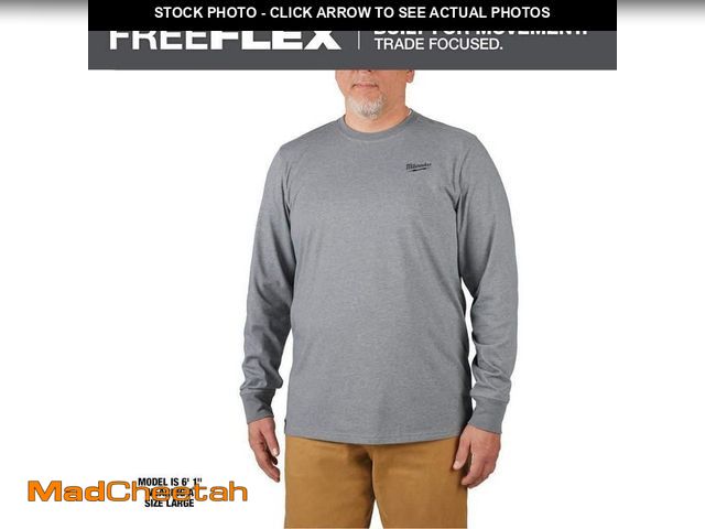 Lot 74-13774464 - Milwaukee Men's Large Gray Cotton/Polyester Long-Sleeve Hybrid Work T-Shirt - UNUSED