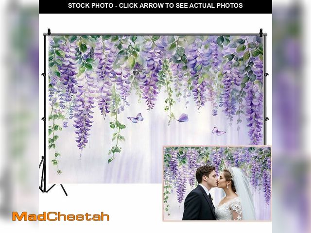 Lot 74-14063755 - Purple Lavender Wedding Backdrops for Photoshoot, Flower Butterfly Bridal Shower Picture Party Decor...
