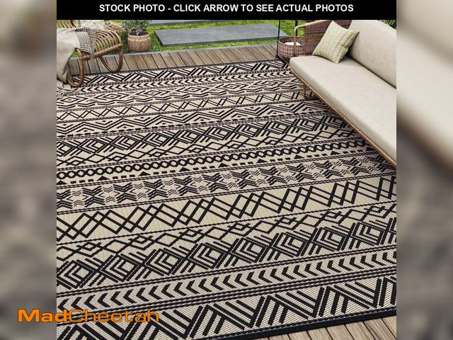 Lot 74-12765163 - SIXHOME Outdoor Rug 5'x8' Waterproof Reversible Patio Rug Boho Geometric Indoor Outdoor Rugs Lightwe...