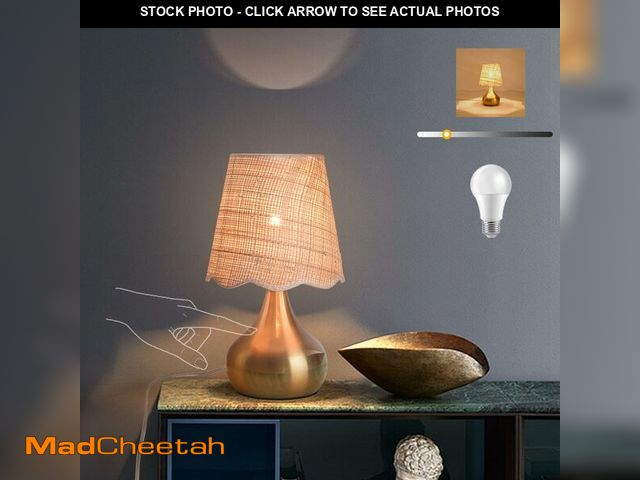 Lot 74-14387408 - Ziqqeelam Gold Small Bedside Table Lamp Touche Control 3-Way Dimmable Brass Mini Table Lamps for Nig...
