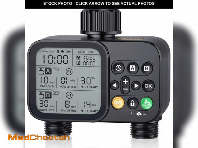 Lot 74-14272605 - Sprinkler Timer 2 Outlets, Programmable Water Hose Timer with Rain Delay/Manual/Automatic Watering S...