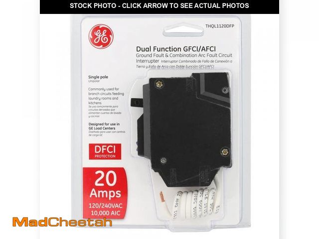 Lot 74-12491929 - GE Q-Line 20 Amp 1-Pole Dual Function Arc Fault/GFCI Breaker - UNUSED
