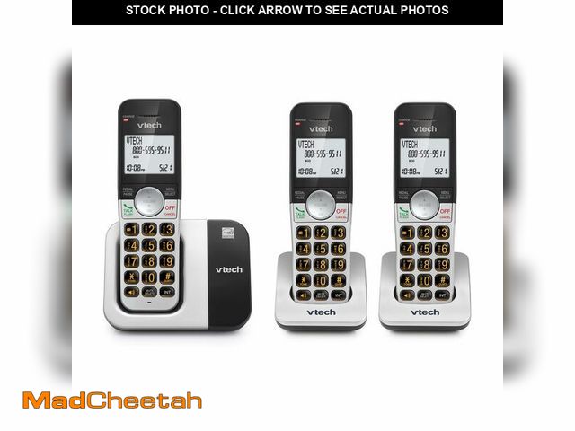 Lot 74-13550051 - VTech Cordless Phone 3-Handset with Large Display and Big Buttons, DECT 6.0 with Caller ID/Call Wait...