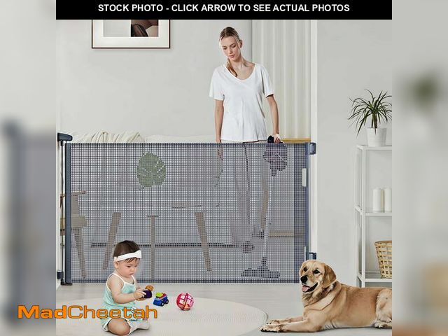 Lot 74-12670221 - Baby Gates, Caveen Retractable Baby Safety Gate for Doorway,Stair, 34" x 55" ABS Retractable Mesh Ga...