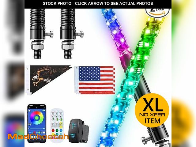 Lot 74-14614944 - 3FT Led Whip Lights, Bluetooth App Control RGB Lighting + US Flag &amp; Remote Spiral LED Light, 20 ...