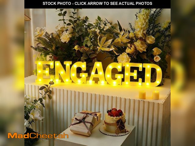 Lot 74-14268264 - Honoson 7 Pcs Engagement Party Decorations, 6.5 Inch Engaged LED Letter Lights Sign Engaged Table De...