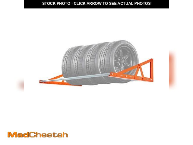 Lot 74-14291099 - SKYSHALO Wall Mounted Tire Rack, 26.97 in W x 56.69 in. D Orange Adjustable Height Steel Garage Wall...