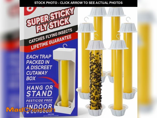 Lot 74-14334038 - Fly Stick Sticky Fly Traps for Indoors Outdoor 6pk. Non-Toxic Super Sticky Hanging Flies Catcher Pap...