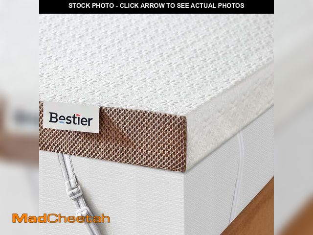 Lot 74-13817185 - 4" Queen Mattress Topper with Removable Fitted Cover | Ice Cooling Silk Fabric | Bestier High-Densit...
