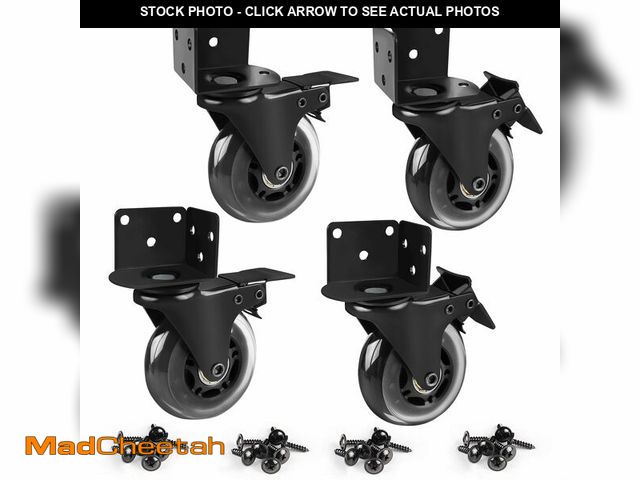 Lot 74-12974945 - MALLLALA Set of 4 Side Mount Industrial Casters, 3" L-Shaped Bracket Castor Wheel Replacement with D...