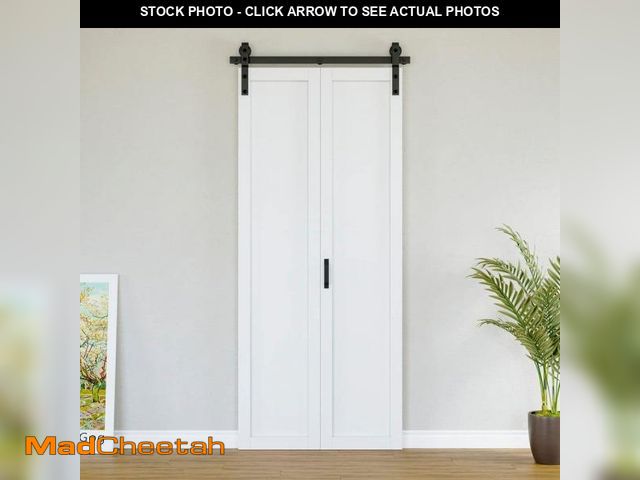 Lot 74-12146493 - ARK DESIGN 36 in. x 84 in. Paneled 1-Lite Solid Core White Finished MDF Bifold Door with Bifold Barn...