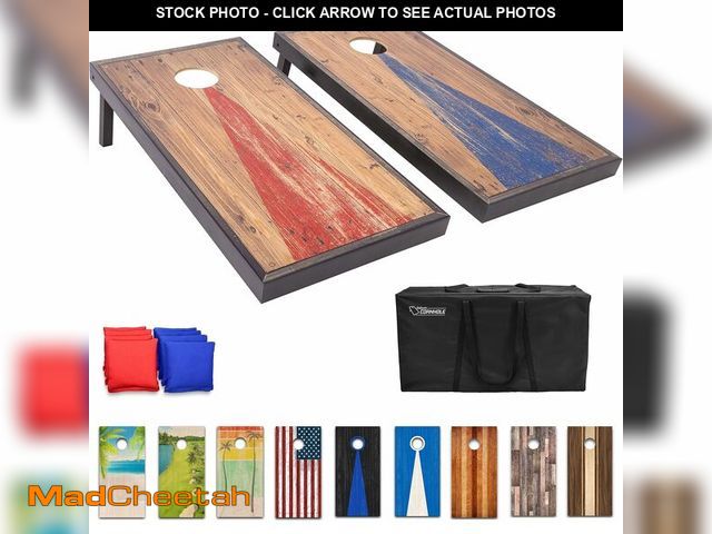 Lot 74-13733753 - GoSports 4 Ft x 2 Ft Regulation Size Premium Wood Cornhole Set - Vintage Wood Designs (Choose Your S...