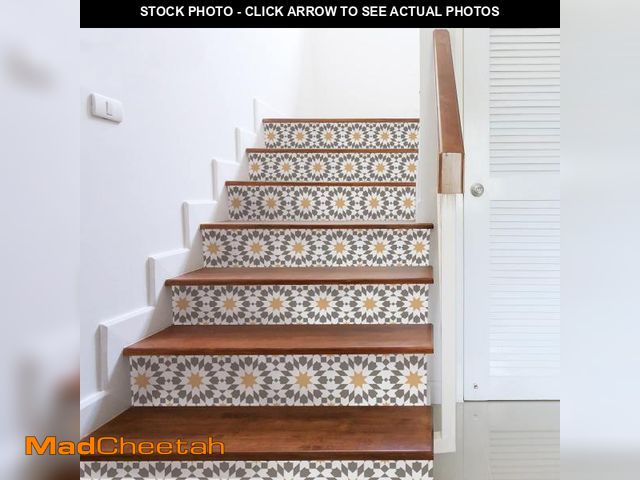 Lot 74-12436272 - funlife 14 PCS Moroccan Peel and Stick Stair Stickers, Self Adhesive Boho Vinyl Stair Risers Decals,...