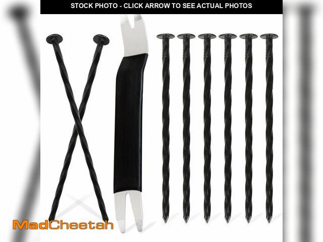 Lot 74-12698513 - Bakulyor 100 Pack Metal Landscape Stakes, 6 Inch Artificial Turf Spikes, 6 Gauge Large Landscaping N...