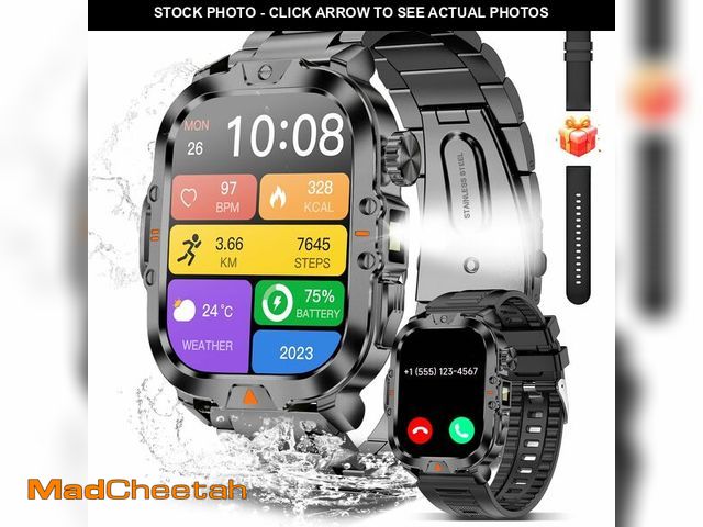 Lot 74-14265438 - BRUBOSES Smart Watch for Men Military Answer/Make Call 2.01Ã¢â¬Â³ Display 170+ Sports Modes Fitness...