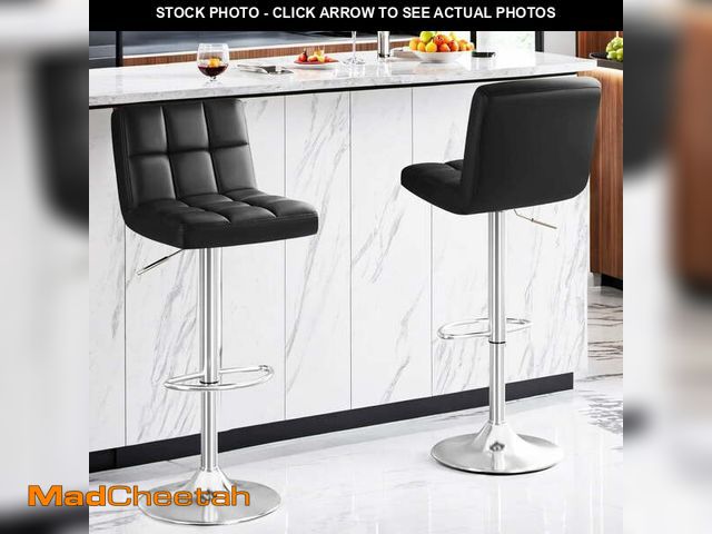 Lot 74-13818645 - Homall Bar Stools Set of 2 Modern PU Leather Hydraulic Kitchen Counter Square Island Height Adjustab...