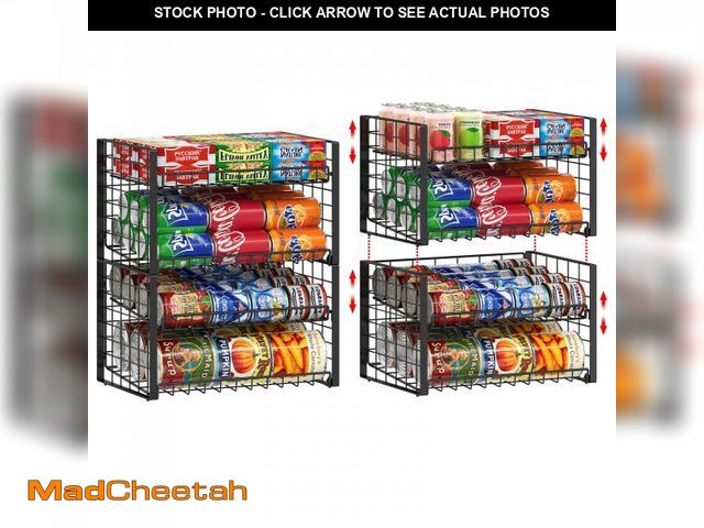 Lot 74-12302265 - 2 Pack Stackable Can Organizer for Pantry, Adjustable Can Holder Rack for Canned Food Soda Drink Goo...