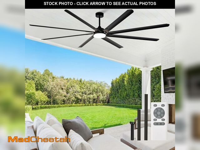 Lot 74-13696387 - BvenuBigLite Large Ceiling Fan with Light: 100 Inch Outdoor Fan - Industrial Ceiling Fan with Remote...