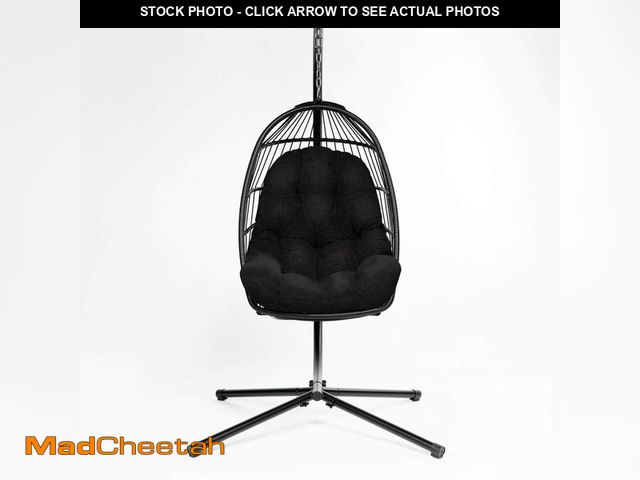 Lot 74-14343464 - ARDEN Plush Indoor / Outdoor Egg Chair Cushion, 35 x 49, Tufted for Comfort Black Leala - UNUSED