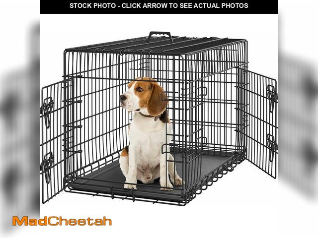 Lot 74-12760624 - Yaheetech 36 inch Double Door Dog Crate w/Divider for Puppy, Collapsible Metal Dog Kennel with Remov...