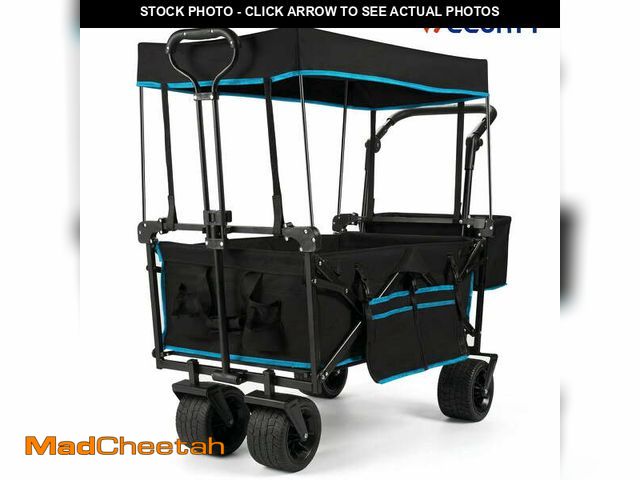 Lot 74-14288142 - VECUKTY Collapsible Garden Wagon Cart with Removable Canopy Black - USED