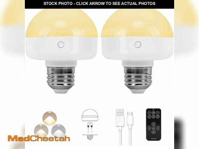 Lot 74-10822706 - BLUEYE Rechargeable Battery Operated Light Bulb,2Packs,300LM,40W Equivalent,E26 Detachable Charging(...