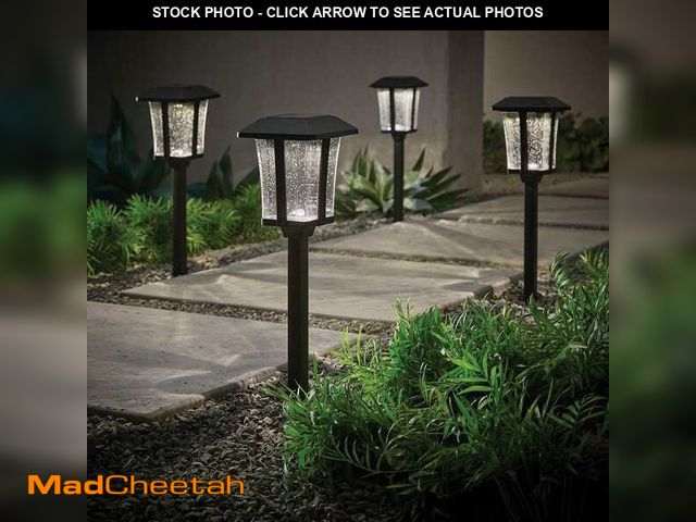 Lot 74-12857259 - *DIRTY/MISSING STAKES* Hampton Bay Callaway Black Integrated LED Weather Resistant Outdoor Solar Pat...