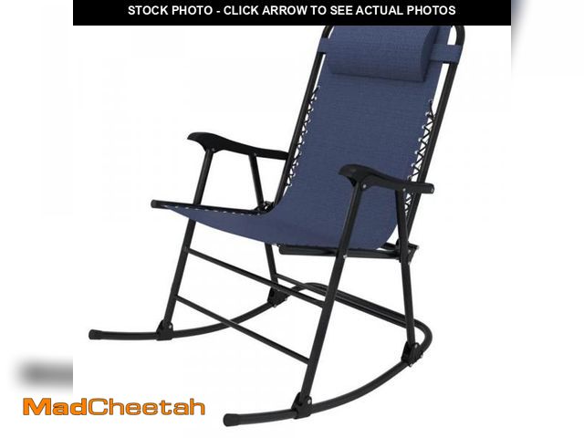 Lot 74-12085416 - null Navy Metal Outdoor Rocking Chair Folding Light-weight Portable Design, with Headrest - UNUSED
