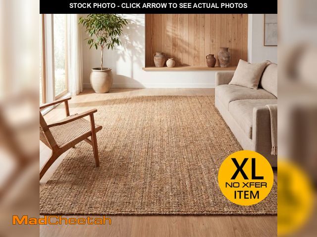 Lot 74-14251424 - JONATHAN Y Pata Hand Woven Chunky Jute Natural Indoor Area Rug, 8x10, Bohemian, Rustic, Cottage, Eas...
