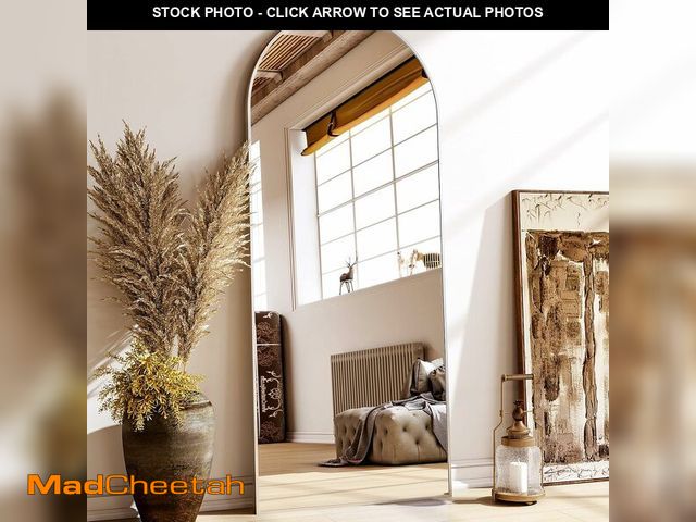 Lot 74-13836628 - XRAMFY 56"x21" Floor Full Length Mirror Standing Full Body Rounded Corner Rectangle Mirrors with Sta...
