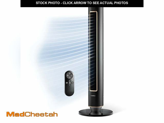 Lot 74-13764973 - Lasko Pinnacle 40" 12-Speed Tower Fan, 32 ft/s Airflow, Carbon X Filtration Remote, Black, DST100 - ...