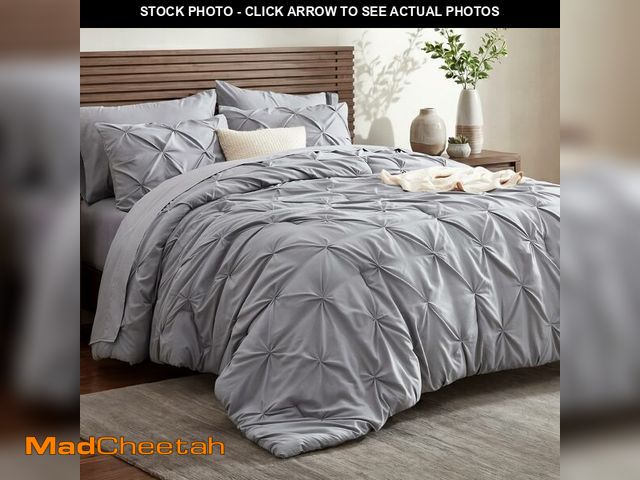 Lot 74-14423923 - Bedsure Full Size Comforter Sets Grey - Bed in a Bag Full Size Bedding Set 7 Pieces, GentleSoftÃ¢â...