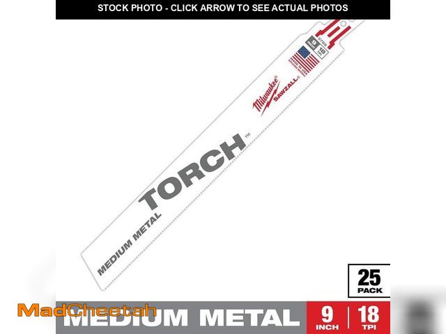 Lot 74-14223202 - Milwaukee 9 in. 18 TPI TORCH Medium Metal Cutting SAWZALL Reciprocating Saw Blades (25-Pack) - UNUSE...