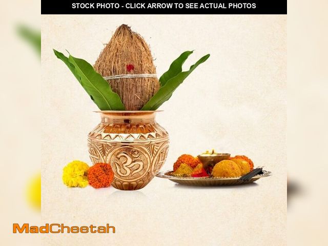 Lot 74-13626488 - Kalash for Puja Kalasam for Pooja - Copper Kalash for Wedding Purpose Lota for Puja Pot - Hand Engra...