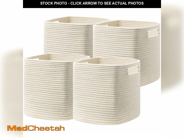 Lot 74-14154096 - UBBCARE Set of 4 Storage Cubes-13 X 13 X 13 In, Cotton Rope Basket for Shelves, Toys, Book, Cube Sto...