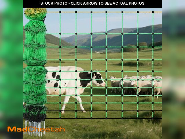 Lot 74-14347531 - 42.5" H x 164' L Electric Fence Netting with 16 Posts Double Spiked, Electric Fencing for Sheep, Hog...