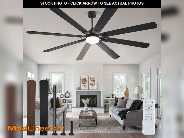 Lot 74-12835734 - Zardon 80" Black Modern Ceiling Fan with Light and Remote Control, Reversible Quiet DC Motor, Bright...